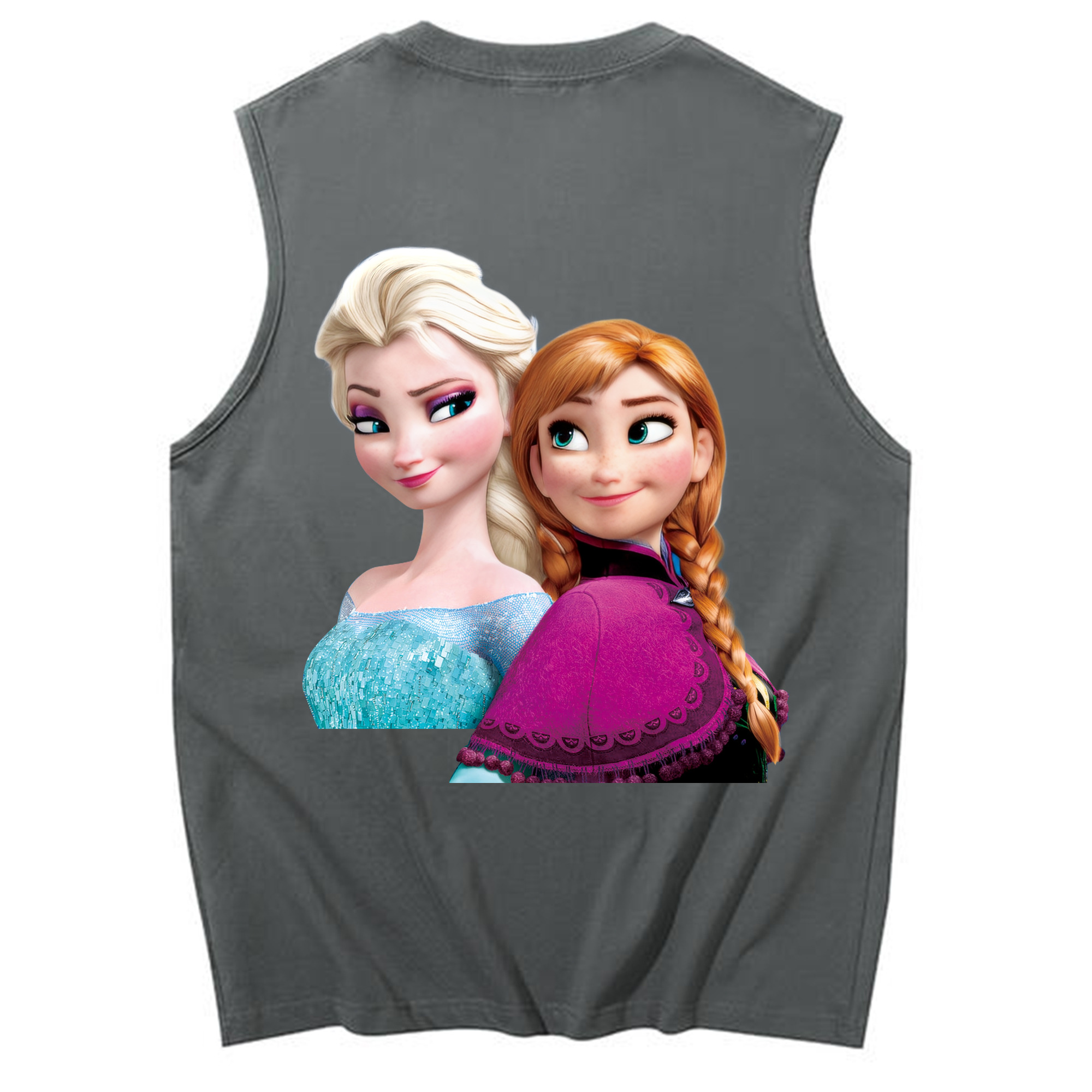 （画像用） アナと雪の女王 アンナ エルサ Frozen Anna Elsa コットン100％タンクトップ（背面プリント）